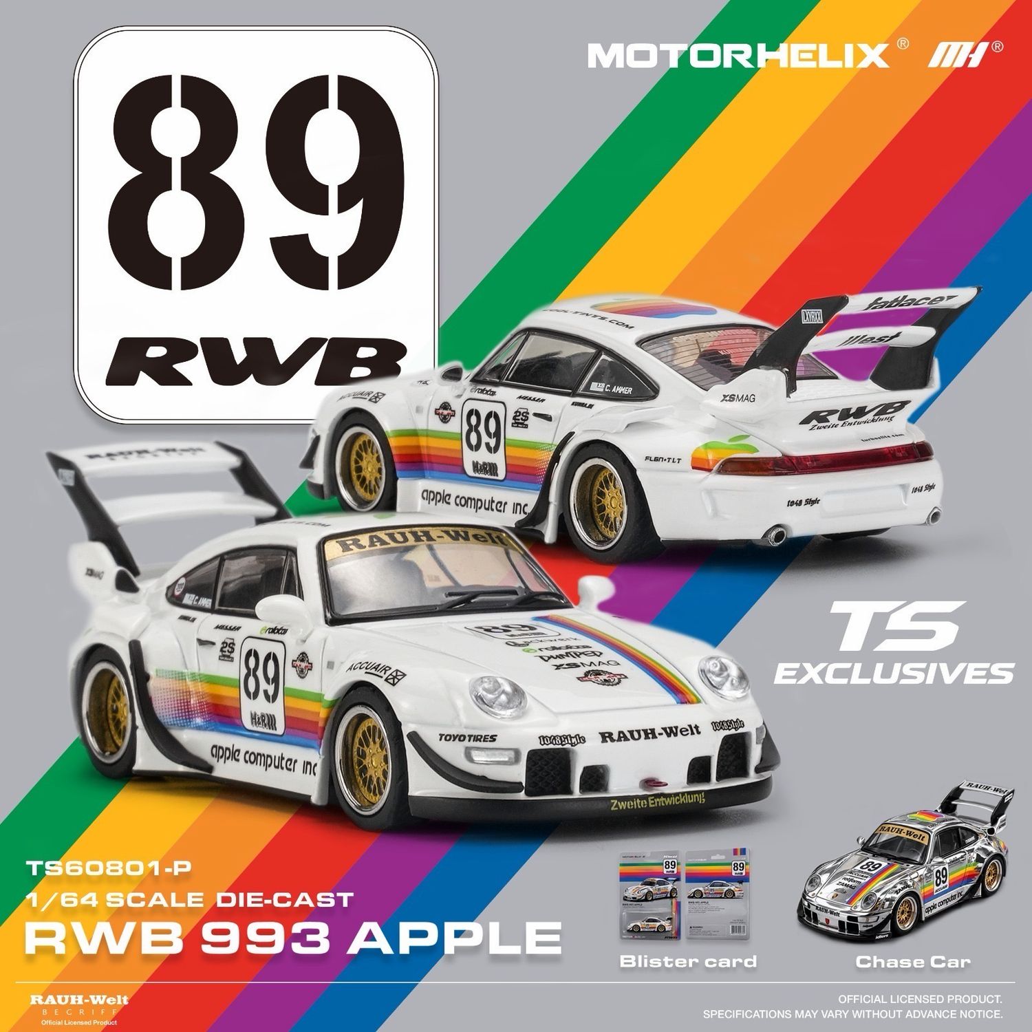 [PREORDER] Motorhelix x TS Exclusives 1/64 RWB 993 Apple White High Wing Blister Pack | North &amp; South America Exclusive
