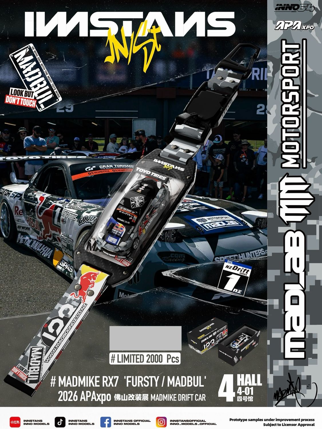 [PREORDER] INNSTANS x MADMIKE RX7 ‘FURSTY/MADBUL’ Drift Car | Chance of Chase | 2026 Auto Passion Alliance