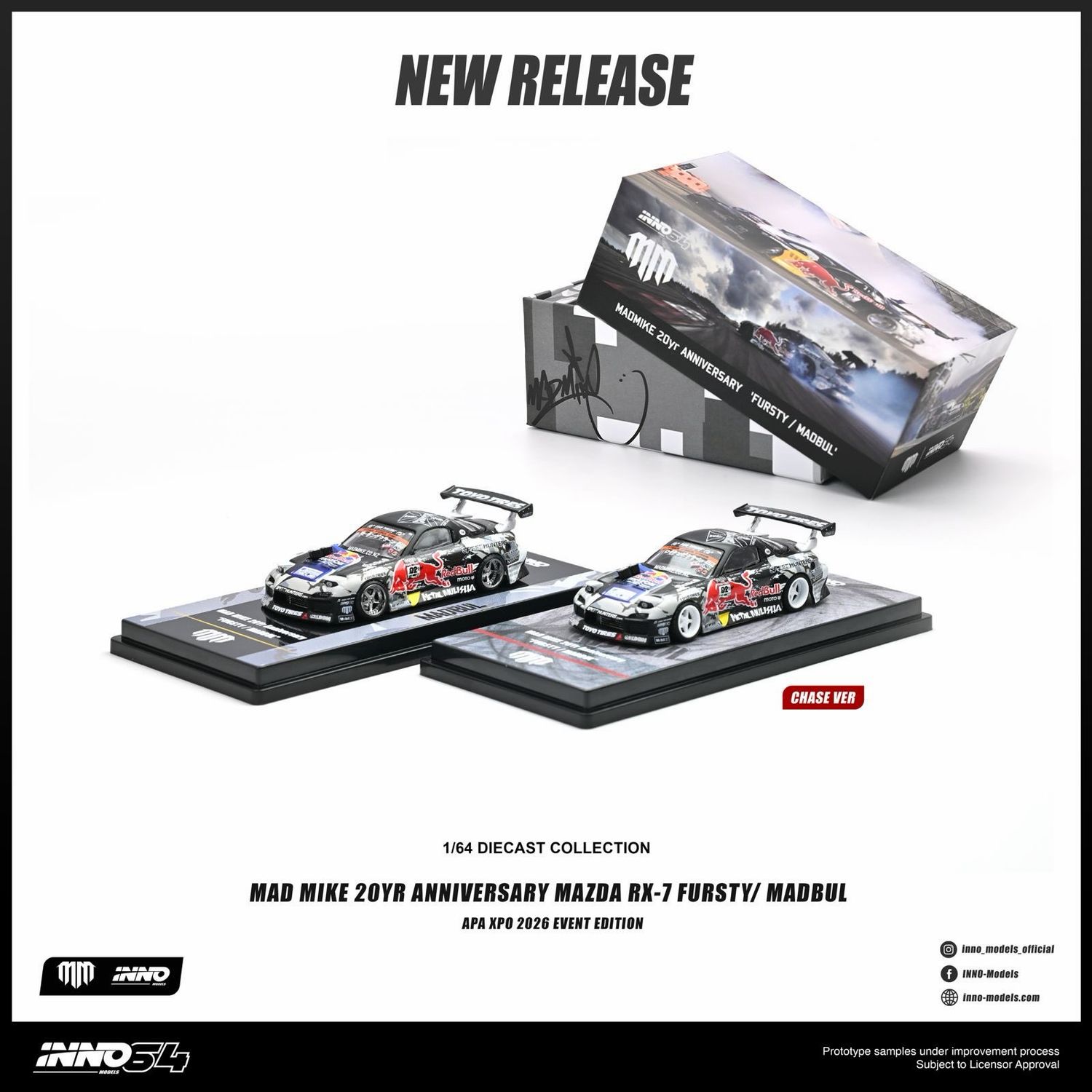 [PREORDER] INNO64 x MADMIKE RX7 ‘FURSTY/MADBUL’ MADMIKE Drift Car 20th Anniversary | Chance of Chase | 2026 Auto Passion Alliance