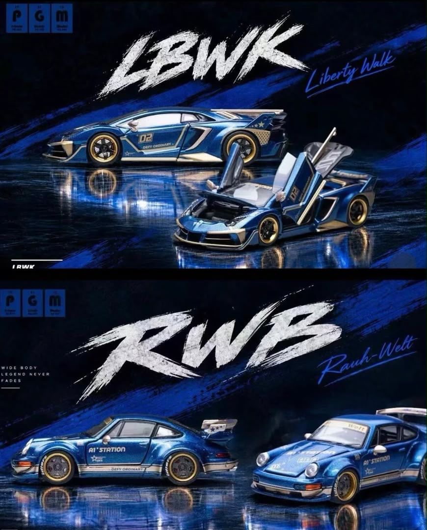 [PREORDER] PGM 1/64 LBWK Aventador Blue / RWB 930 Blue / Set of Both Option | 2026 Auto Passion Alliance