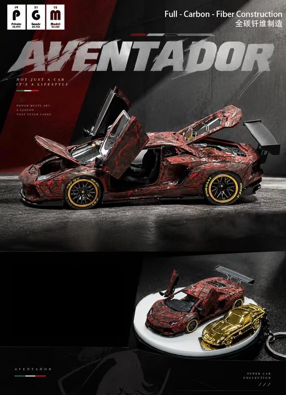 [PREORDER] PGM 1/64 Red Full Carbon Fibre Construction w/ Gold Keychain | 2026 Auto Passion Alliance