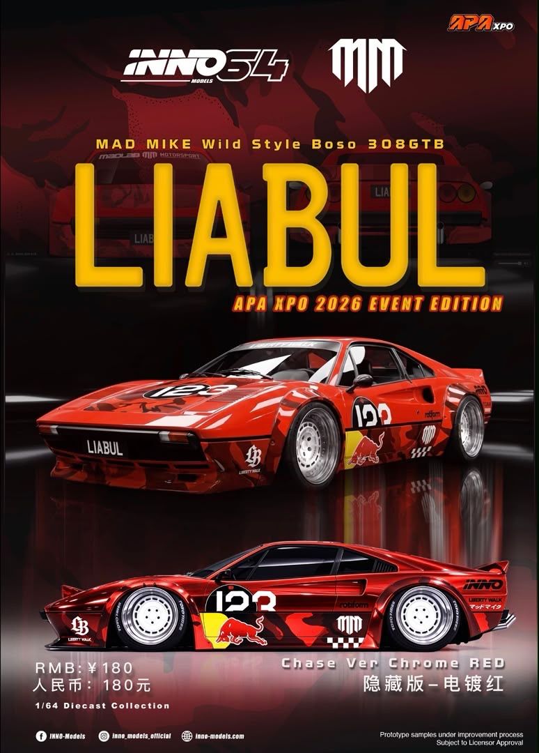 [PREORDER] INNO64 MAD MIKE Wild Style Boso 308GTB ‘LIABUL’ | Chance of Chase | 2026 Auto Passion Alliance