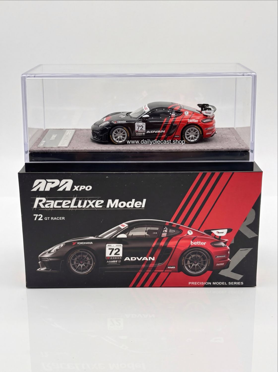 [PREORDER] RaceLuxe Model 1/64 Porsche 718 GT4 Advan Livery | 2026 Auto Passion Alliance