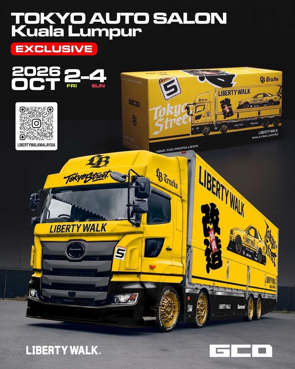 GCD x Liberty Walk Hino Profia 700 Transporter Yellow (Triple Signature) | 2026 Tokyo Autosalon KL