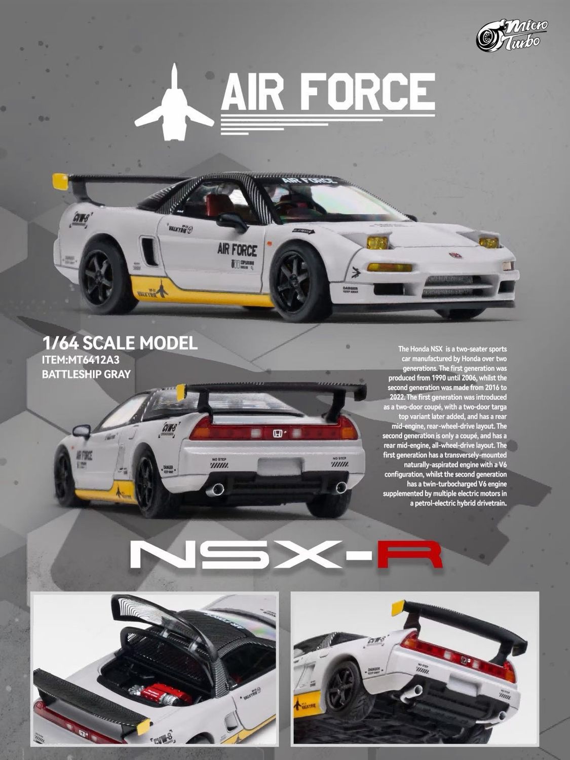 [PREORDER] Micro Turbo NSX Gen 1 MK1 NA1 NSX-R Battleship Gray