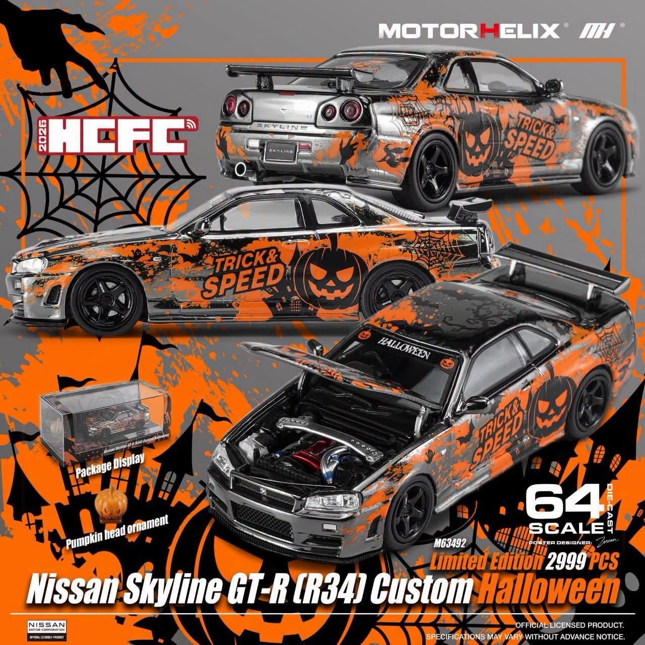 [PREORDER] Motorhelix Nissan Skyline GT-R (R34) Custom Halloween | Chance of Chase | 2026 Hobby Culture Festival Hangzhou