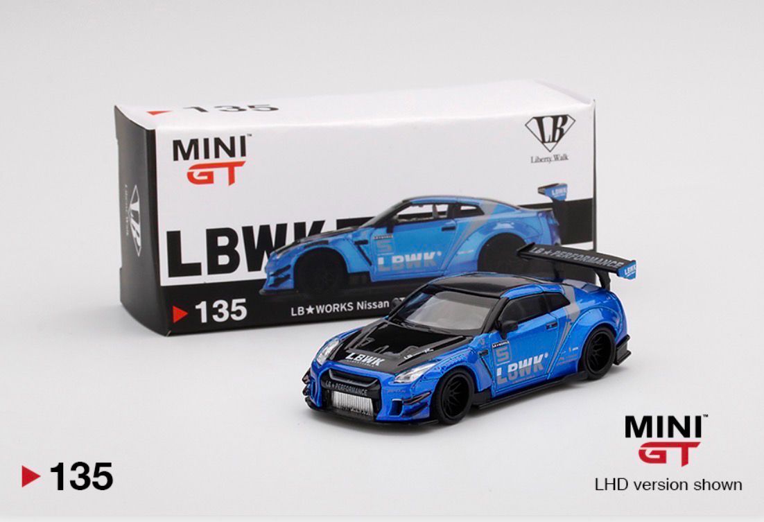 [UNSEALED] #135 MINI GT LB★WORKS Nissan GT-R (R35) Type 2, Rear Wing Version 3, LB Work Livery 2.0 Blue