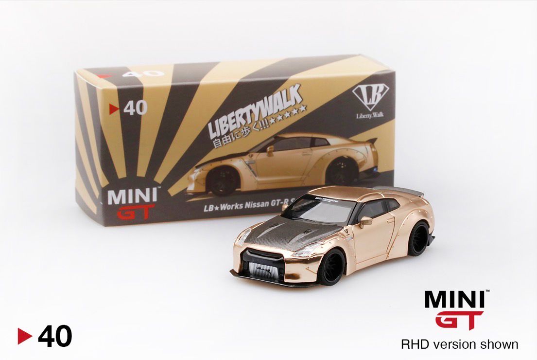 [UNSEALED] #40 MINI GT LB★WORKS Nissan GT-R (R35) Satin Gold w/ Carbon