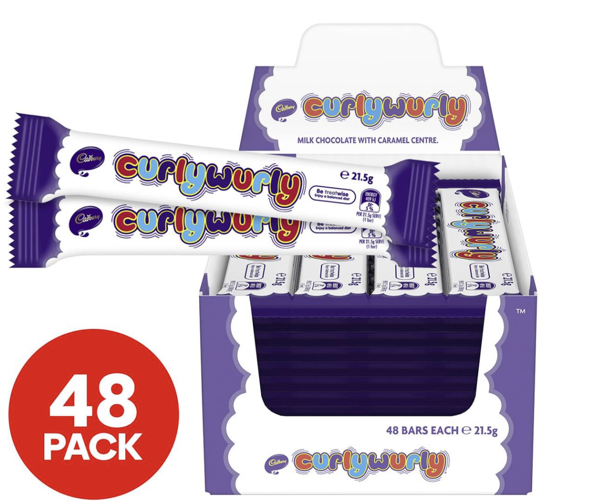 48 x Cadbury Curly Wurly Bars 21.5g