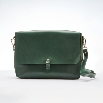 Leather Cross Laptop bag " Green "