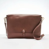 Leather Cross Laptop bag " Plain Brown "