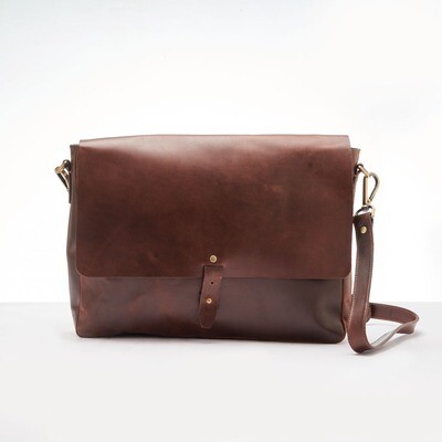 Leather Cross Laptop bag " Vintage Brown "