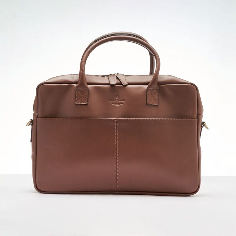 Leather Cross Laptop bag " Plain Brown "