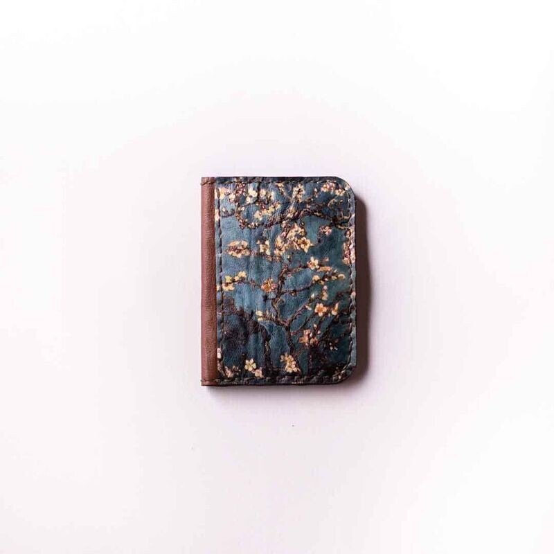 Printed leather wallet " Almond Blossom for van gogh "