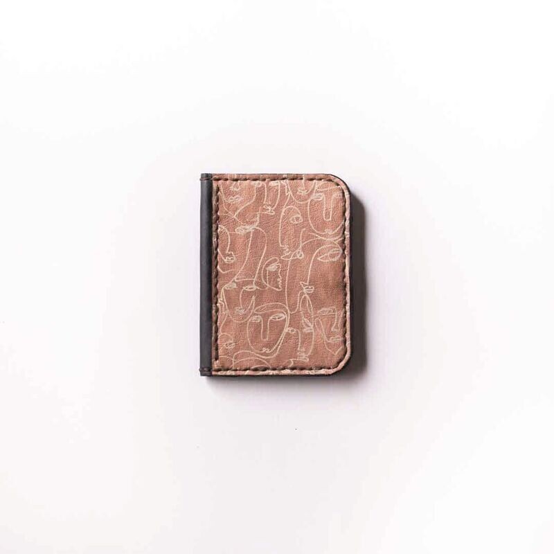 Printed leather wallet "abstract faces Cashmer"