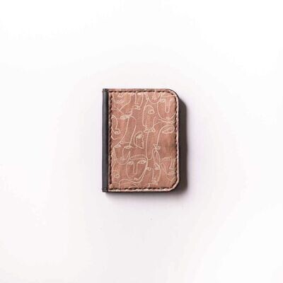 Printed leather wallet "abstract faces Cashmer"