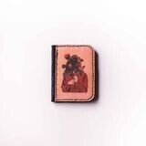 Printed leather wallet " Girl with flower gerb "