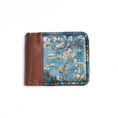 Printed leather wallet " Almond Blossom for van gogh "
