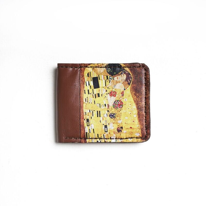 Printed Leather wallet  " The Kiss for gustav klimt"