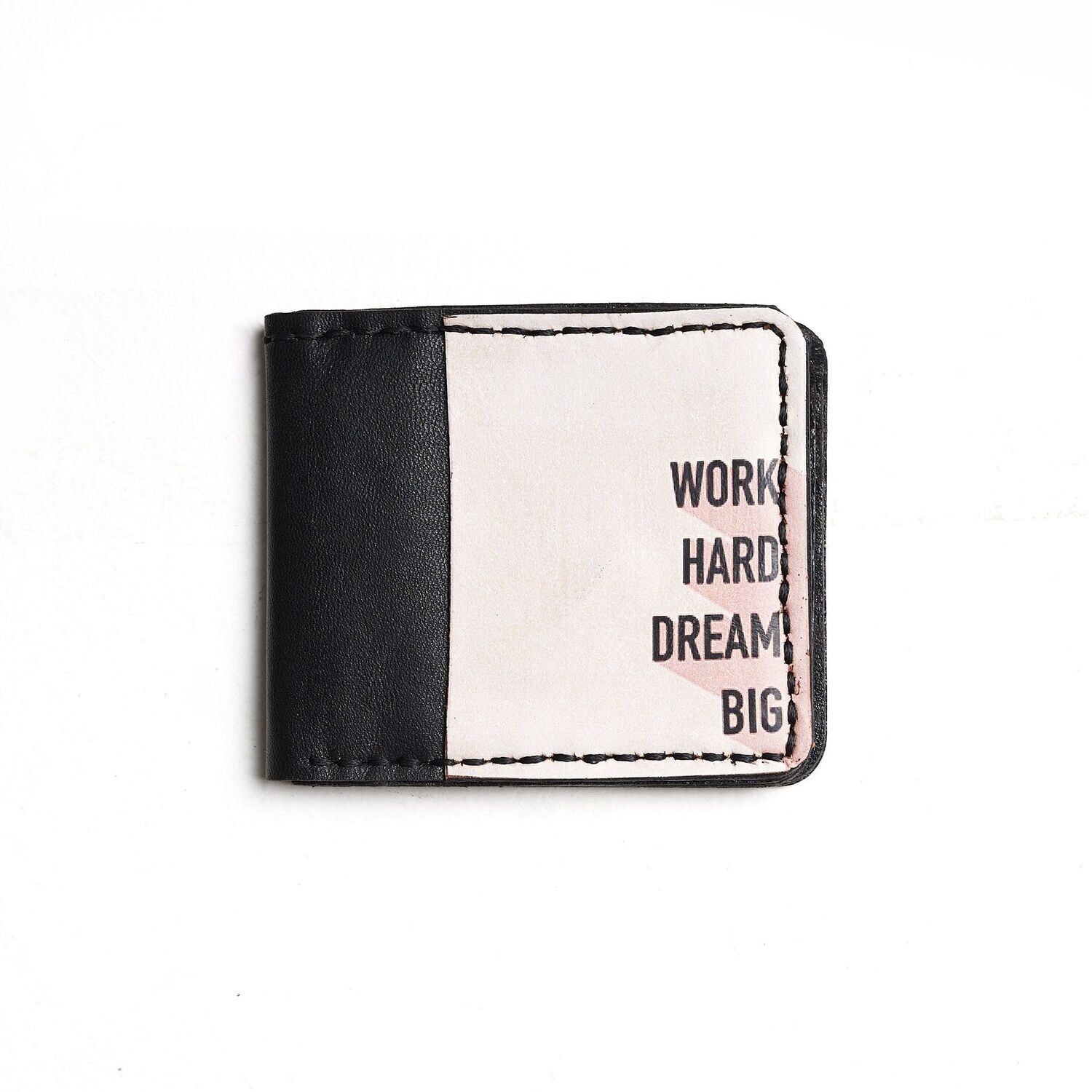Printed leather wallet " work hard dream big "