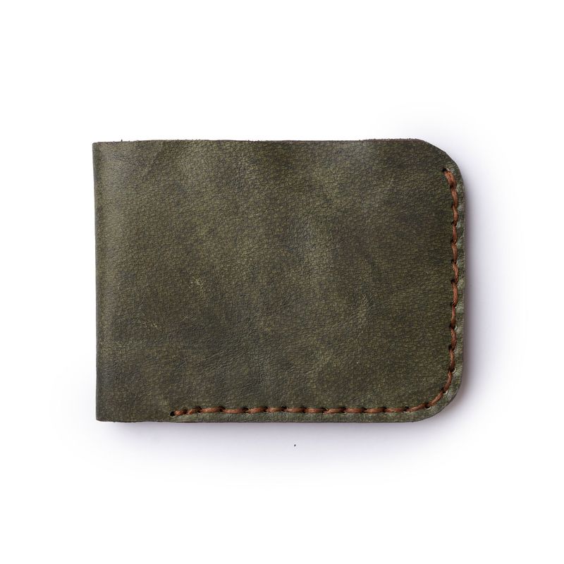 Plain Leather Wallet - Olive