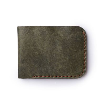 Plain Leather Wallet - Olive