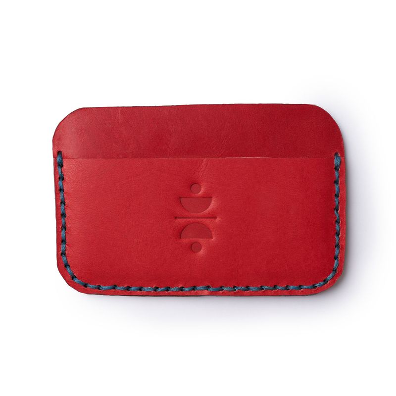 Plain Leather Card Holder - Red