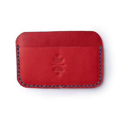 Plain Leather Card Holder - Red