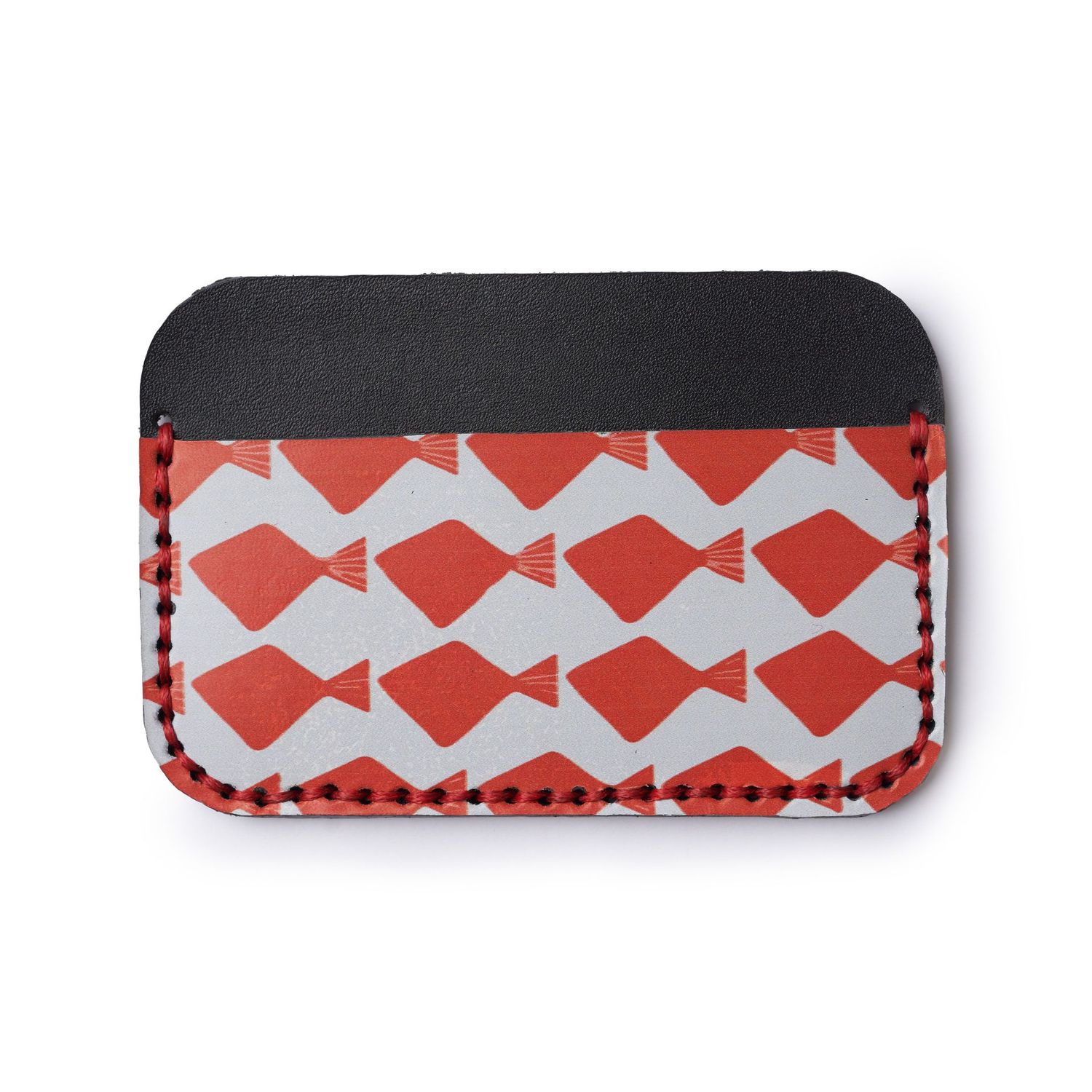 Printed Leather Card Holder - Black