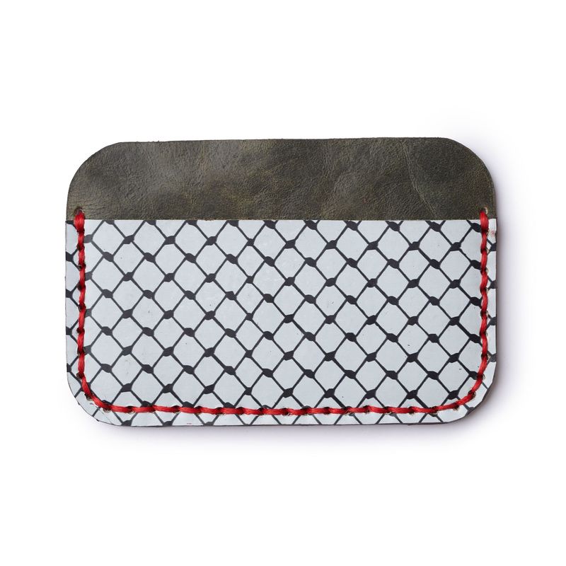 Printed Leather Card Holder - Olive
