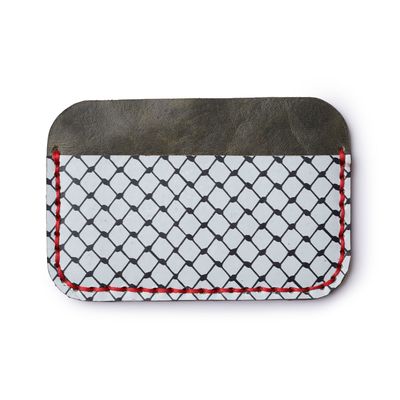Printed Leather Card Holder - Olive