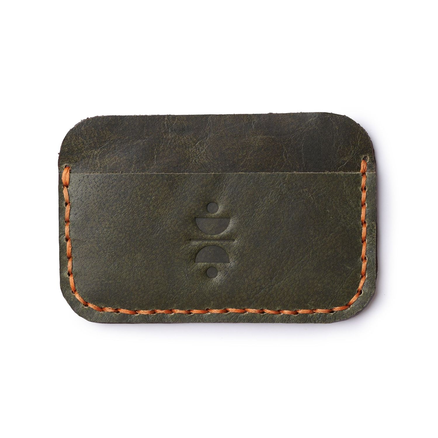 Plain Leather Card Holder - Olive