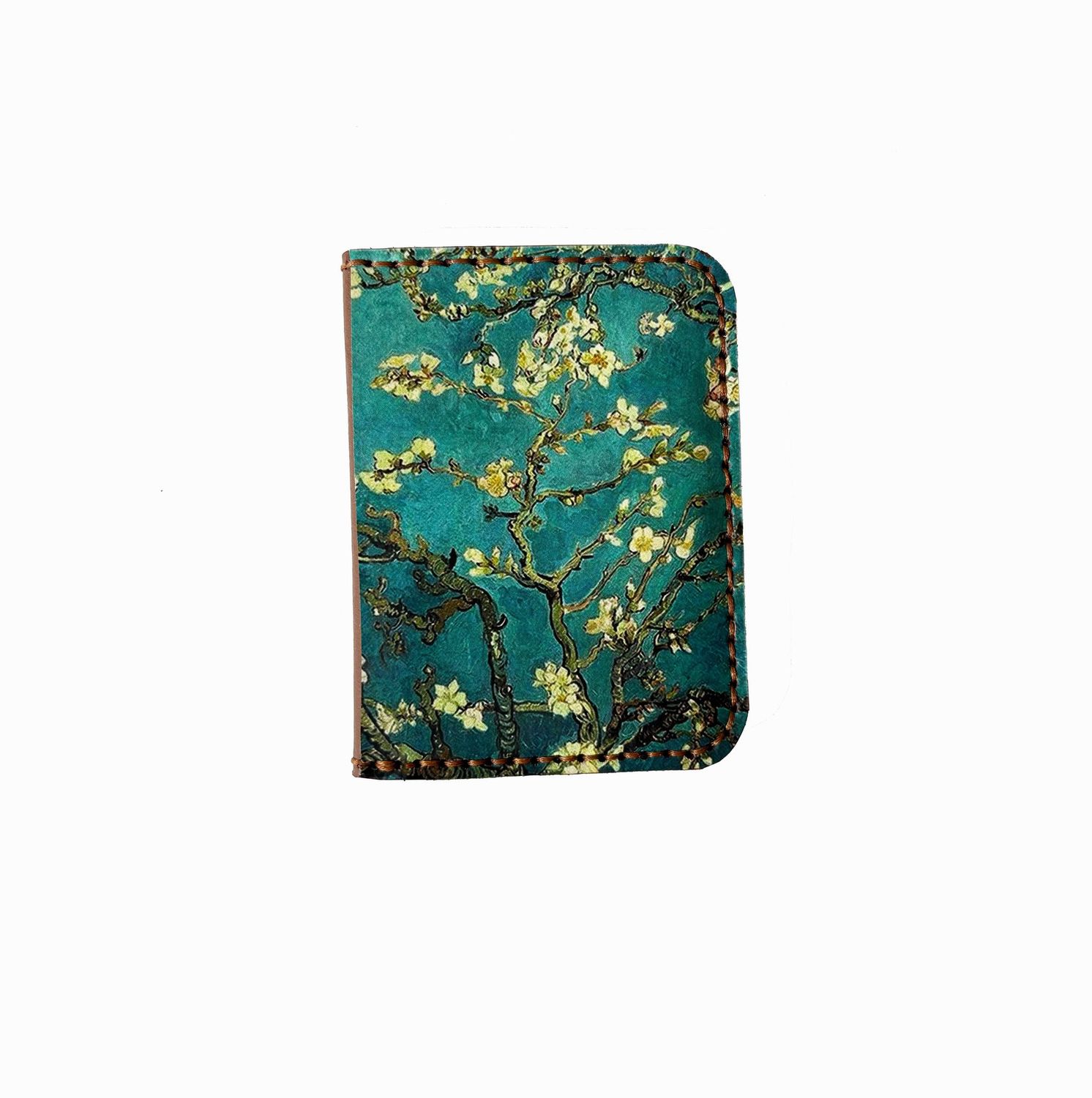 Printed leather wallet " Almond Blossom for van gogh "