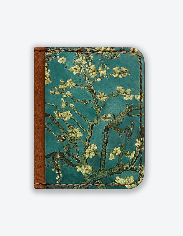 Printed leather wallet " Almond Blossom for van gogh "