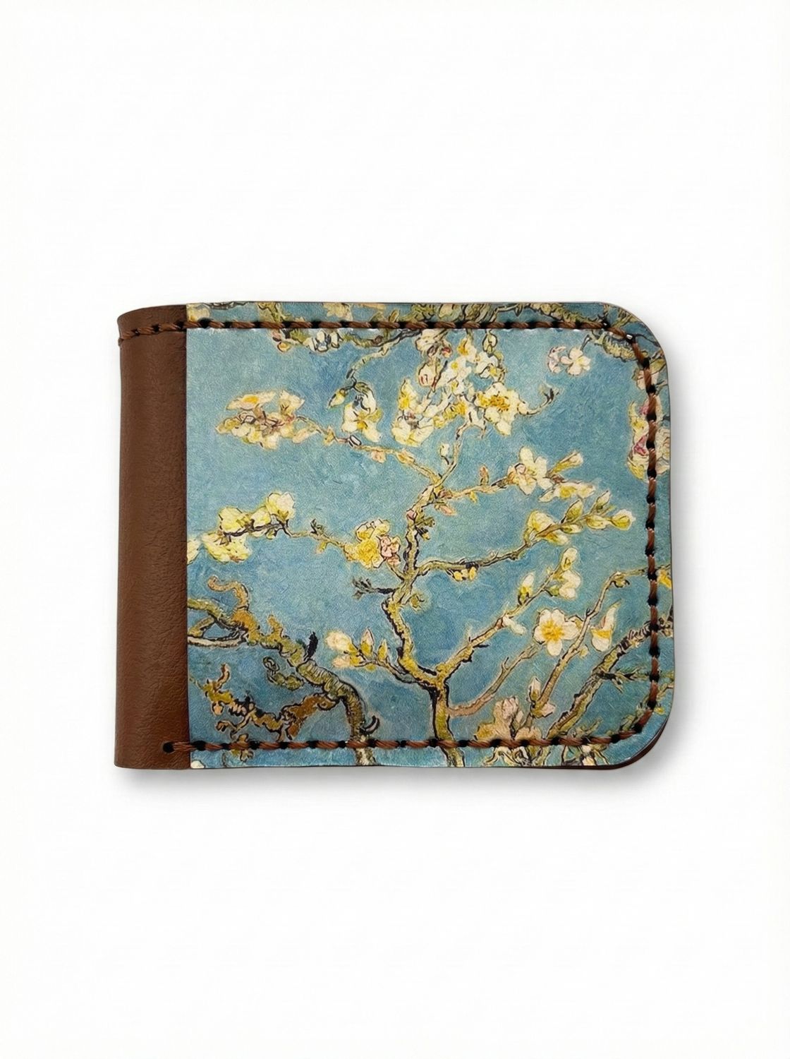 Printed leather wallet " Almond Blossom for van gogh "