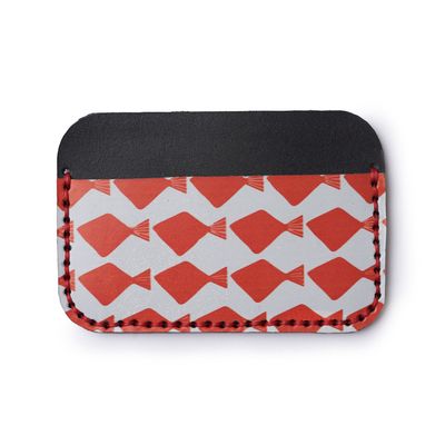 Printed Leather Card Holder - Black
