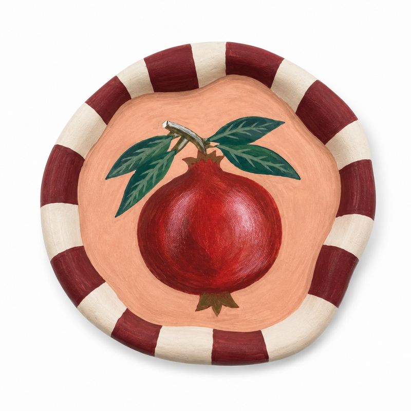 The Hand-Painted Pomegranate Concrete Plate