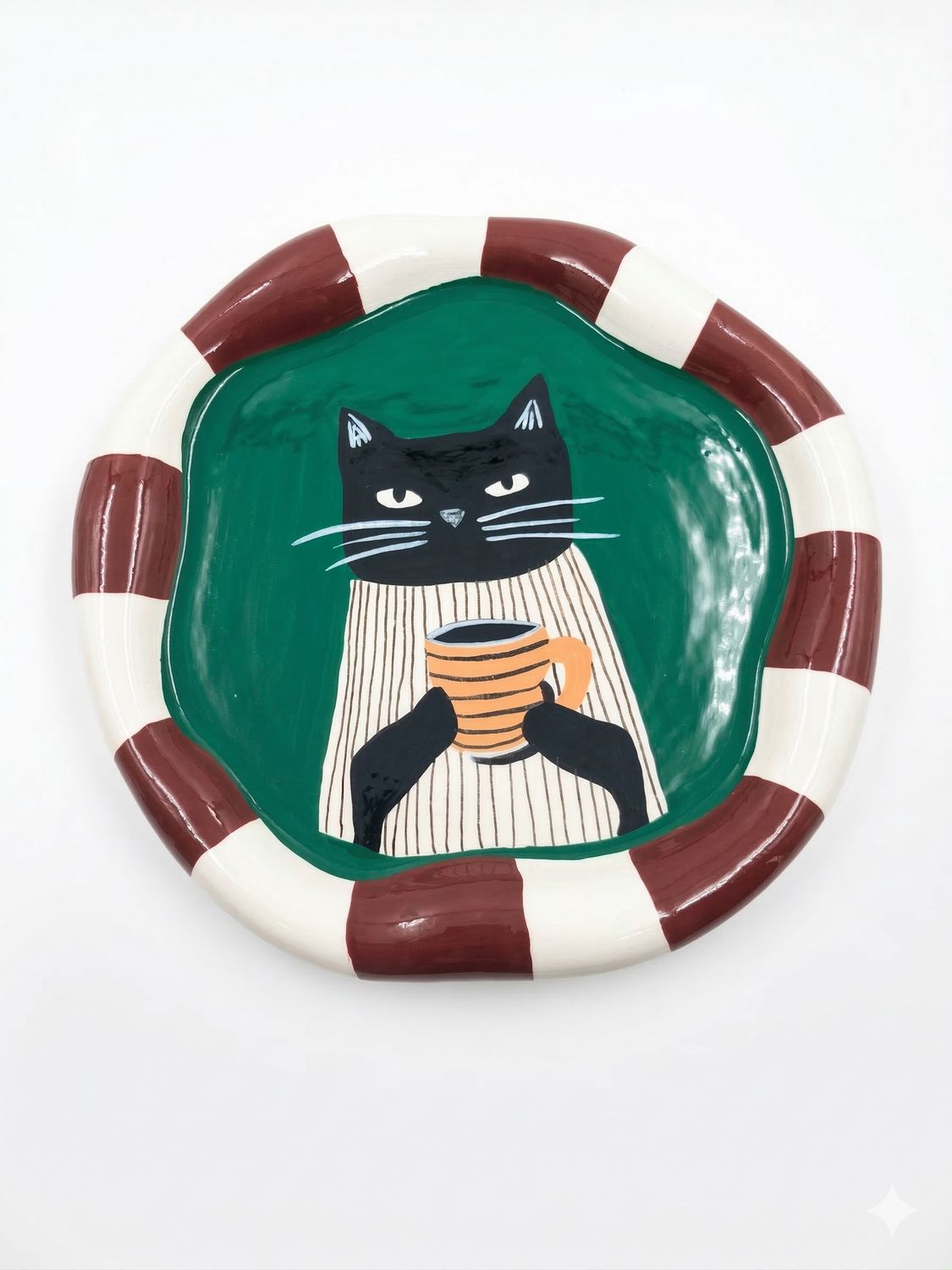 The Hand-Painted Coffee Cat Plate