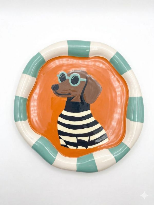 The Hand-Painted Cool Dog Plate