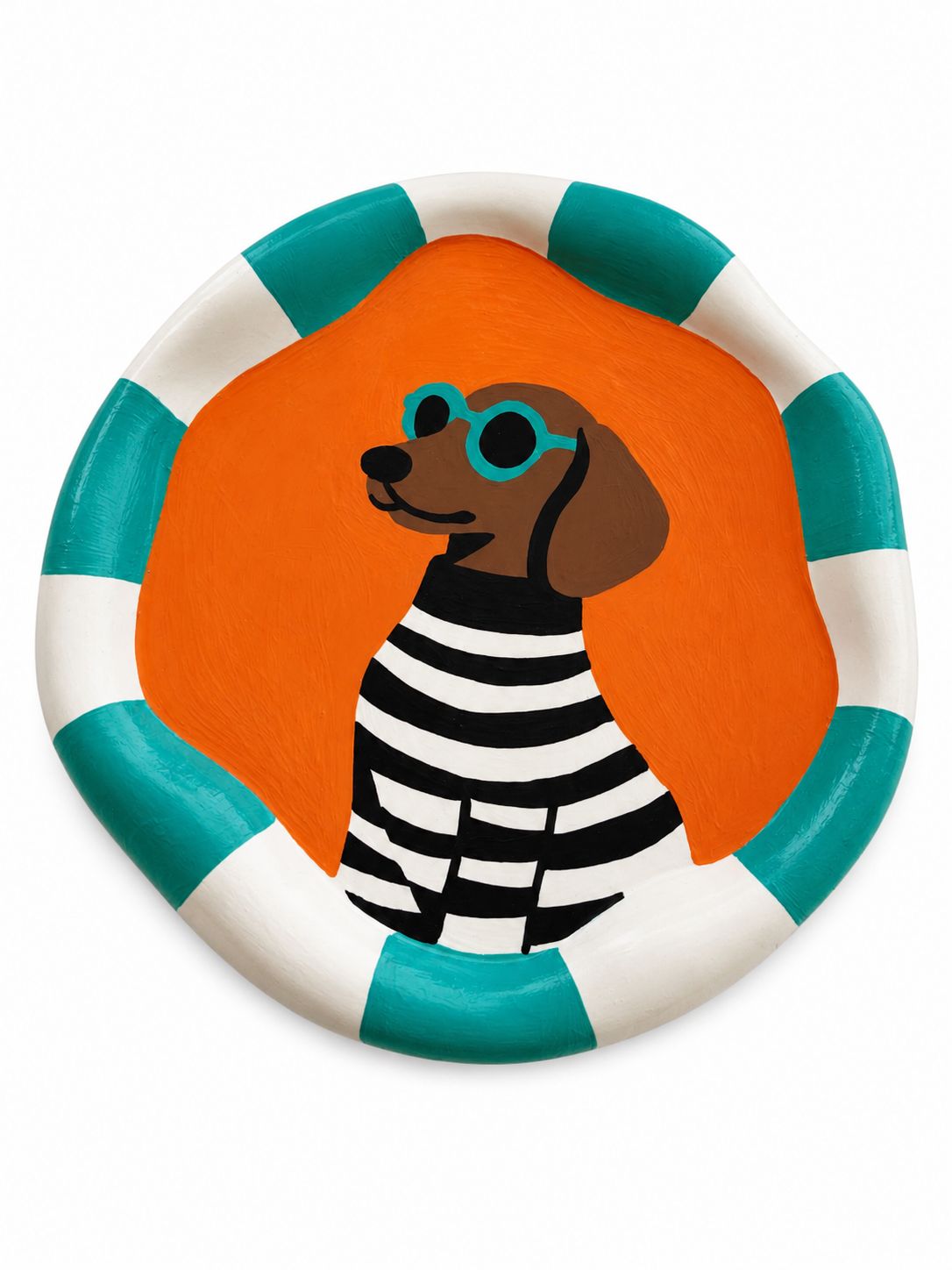 The Hand-Painted Cool Dog Concrete Plate