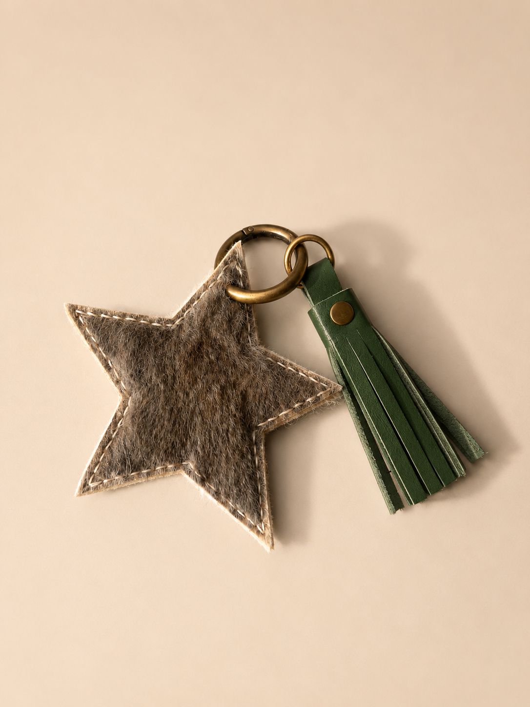 Stella Leather Tassel Charm ( Star - Green )