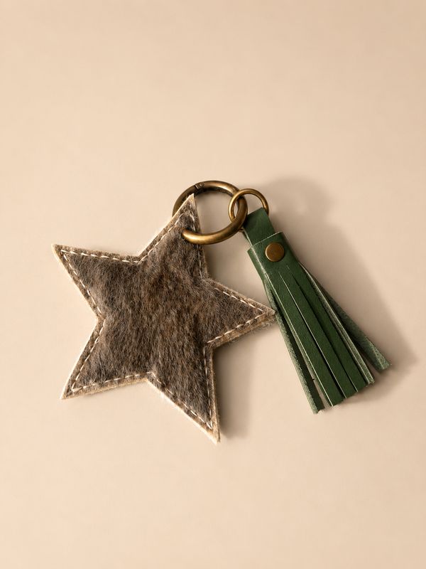 Stella Leather Tassel Charm ( Star - Green )