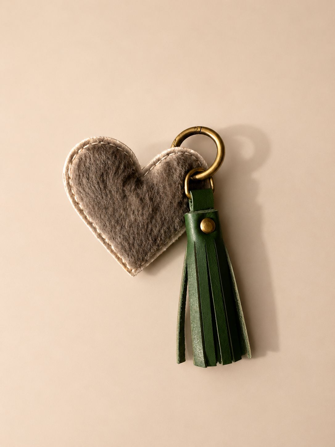 Stella Leather Tassel Charm ( Heart- Green )