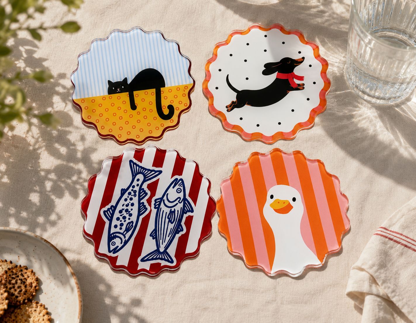 The Happy Four — Acrylic Coaster Set