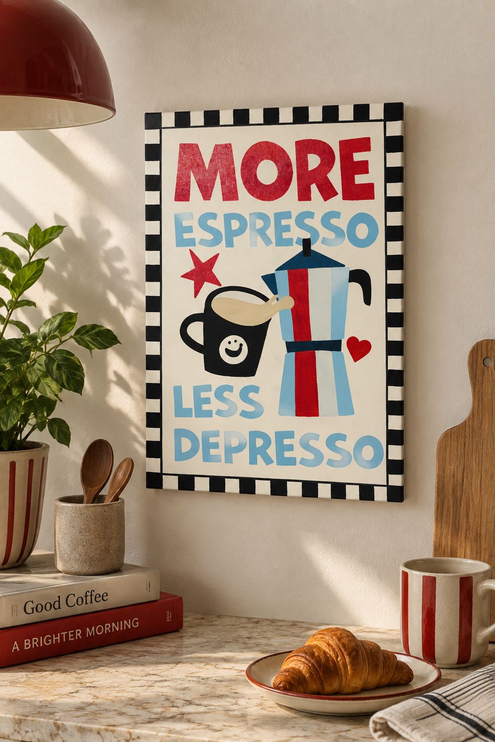 More Espresso, Less Depresso hand-painted Artwork