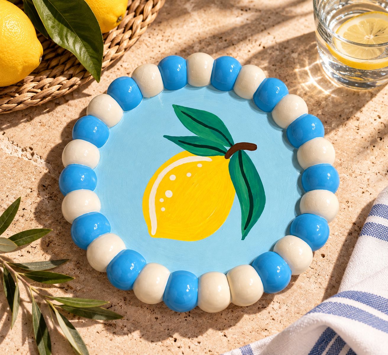 Fresh Lemon Hand-Painted Concrete Plate