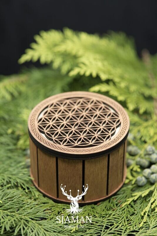 Boîte ronde Fleur de vie 10 cm