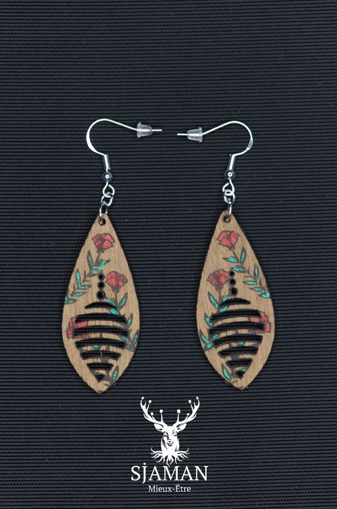 Boucles d'oreilles Fleurs Rouges