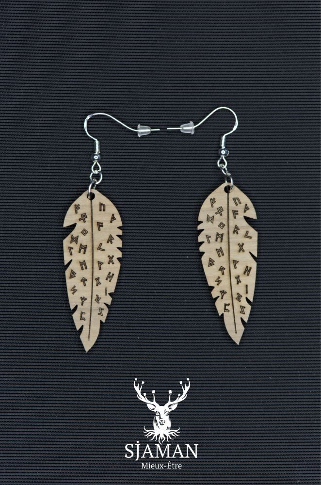 Boucles d'oreilles Plume Runes