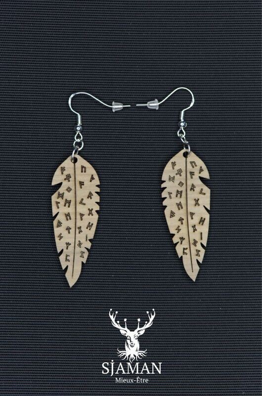 Boucles d'oreilles Plume Runes